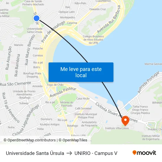 Universidade Santa Úrsula to UNIRIO - Campus V map