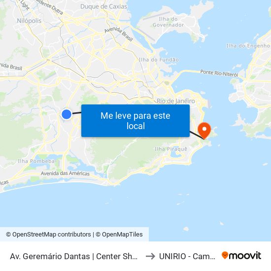 Av. Geremário Dantas | Center Shopping Rio to UNIRIO - Campus V map