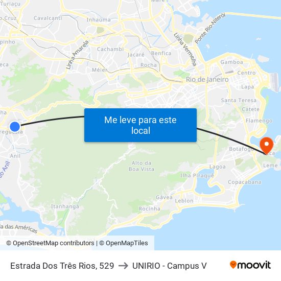 Estrada Dos Três Rios, 529 to UNIRIO - Campus V map