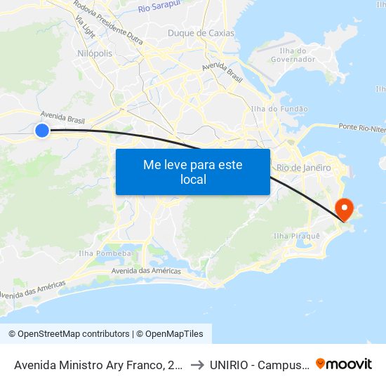 Avenida Ministro Ary Franco, 227 to UNIRIO - Campus V map