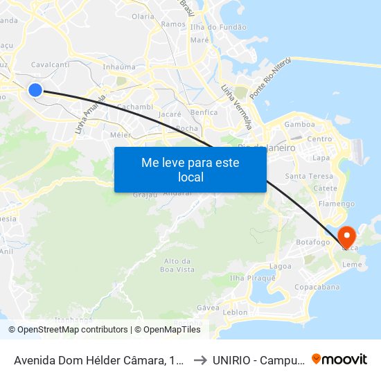 Avenida Dom Hélder Câmara, 10076 to UNIRIO - Campus V map