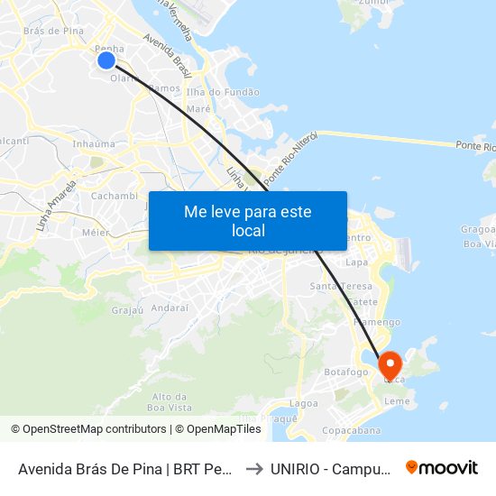 Avenida Brás De Pina | BRT Penha to UNIRIO - Campus V map