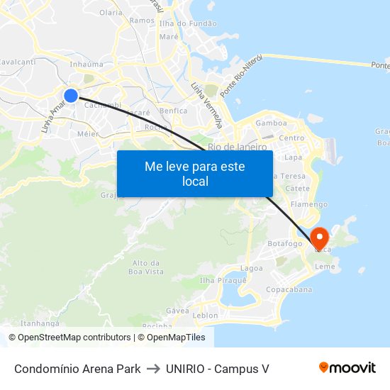 Condomínio Arena Park to UNIRIO - Campus V map