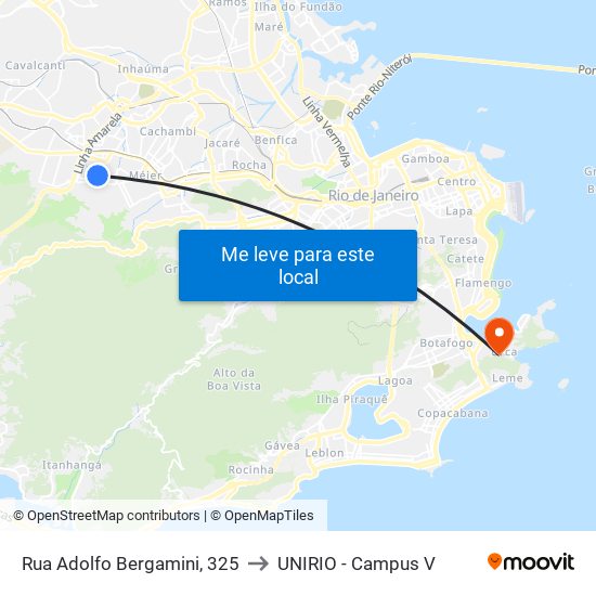 Rua Adolfo Bergamini, 325 to UNIRIO - Campus V map