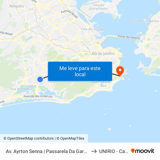 Av. Ayrton Senna | Passarela Da Gardênia | Sesc/Senac to UNIRIO - Campus V map