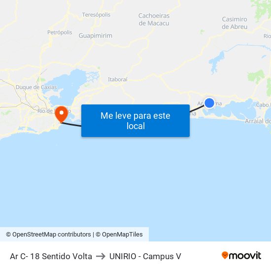 Ar C- 18 Sentido Volta to UNIRIO - Campus V map