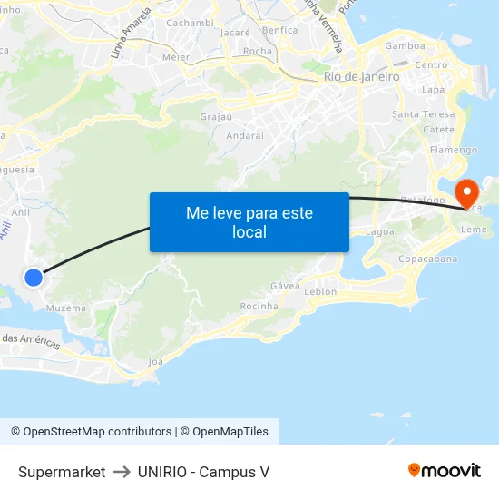Supermarket to UNIRIO - Campus V map