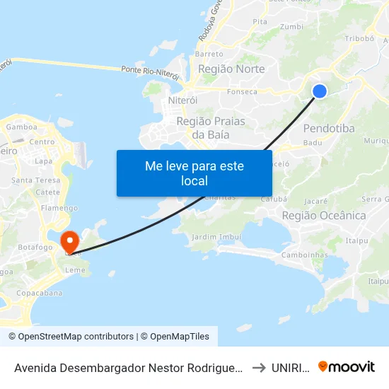 Avenida Desembargador Nestor Rodrigues Perlingeiro 982 Santa Bárbara Niterói - Rio De Janeiro 21141 Brasil to UNIRIO - Campus V map