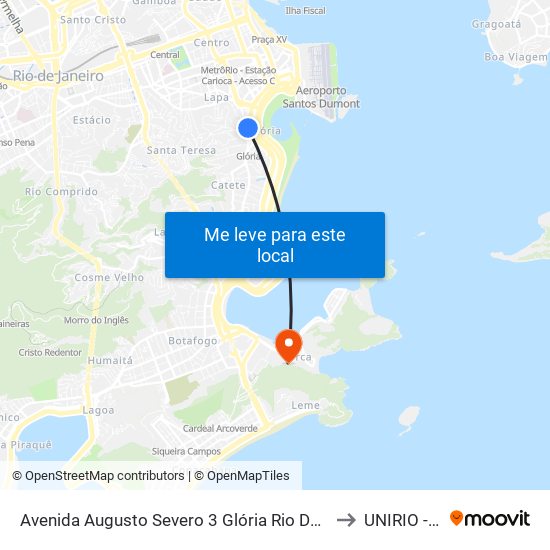 Av. Augusto Severo 2516 - Glória Rio De Janeiro - Rj 20021-040 Brasil to UNIRIO - Campus V map