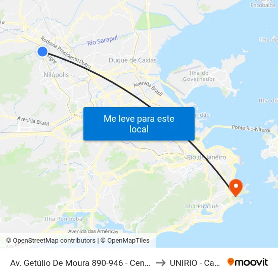 Av. Getúlio De Moura 890-946 - Centro Nova Iguaçu to UNIRIO - Campus V map