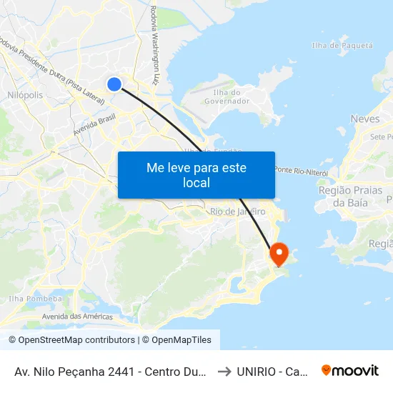 Av. Nilo Peçanha 2441 - Centro Duque De Caxias to UNIRIO - Campus V map