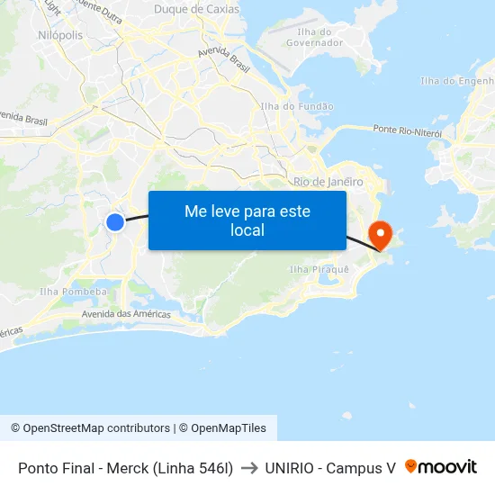 Ponto Final - Merck (Linha 546l) to UNIRIO - Campus V map