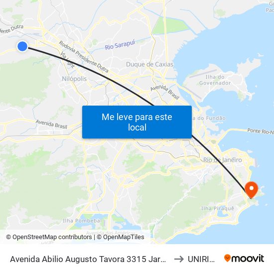 Avenida Abilio Augusto Tavora 3315 Jardim Alvorada Nova Iguaçu - Rio De Janeiro 26265 Brasil to UNIRIO - Campus V map