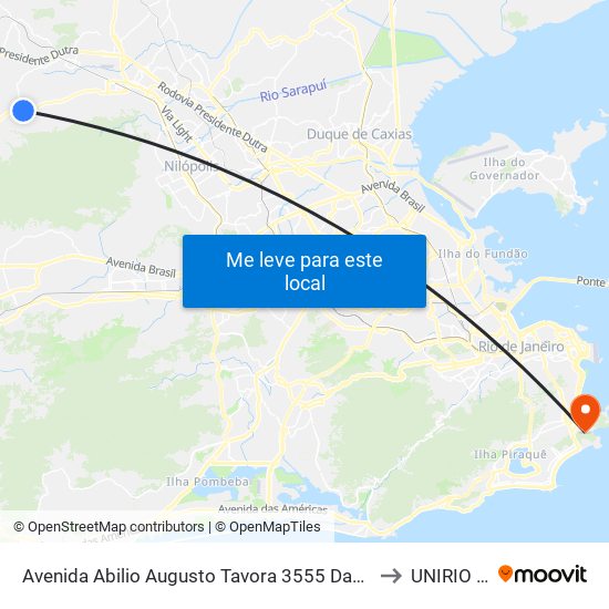 Avenida Abilio Augusto Tavora 3555 Danon Nova Iguaçu - Rio De Janeiro 26270 Brasil to UNIRIO - Campus V map