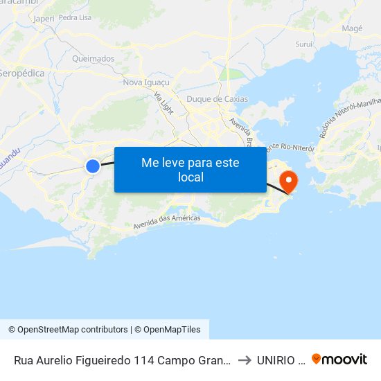 Rua Aurelio Figueiredo 114 Campo Grande Rio De Janeiro - Rio De Janeiro 23052 Brasil to UNIRIO - Campus V map