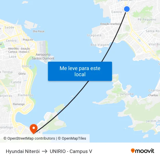 Hyundai Niterói to UNIRIO - Campus V map