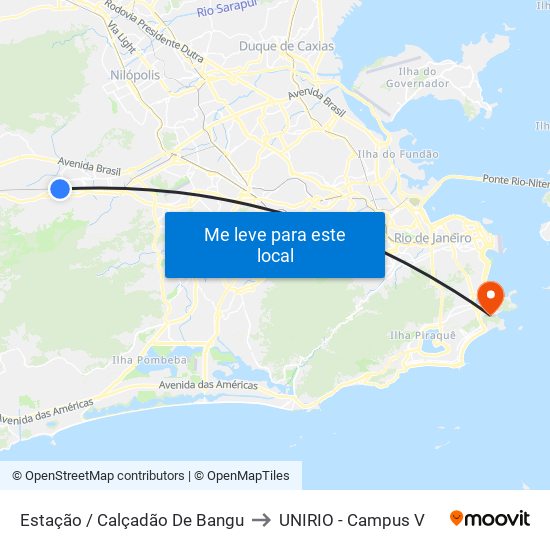 Estação / Calçadão De Bangu to UNIRIO - Campus V map