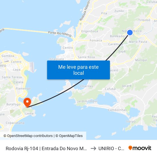 Rodovia Rj-104 | Entrada Do Novo México - Sentido Niterói to UNIRIO - Campus V map