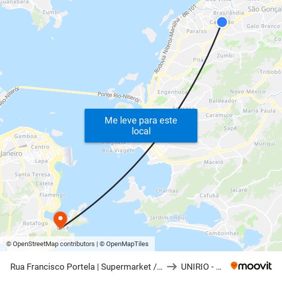 Rua Francisco Portela | Supermarket / Cemitério De São Gonçalo to UNIRIO - Campus V map