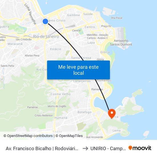 Av. Francisco Bicalho | Rodoviária Do Rio to UNIRIO - Campus V map