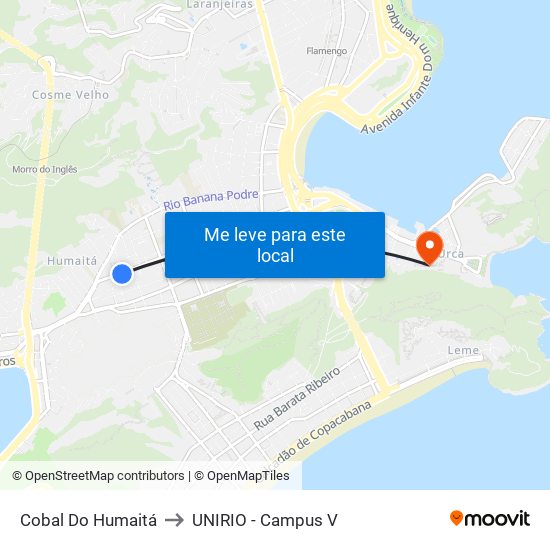 Cobal Do Humaitá to UNIRIO - Campus V map
