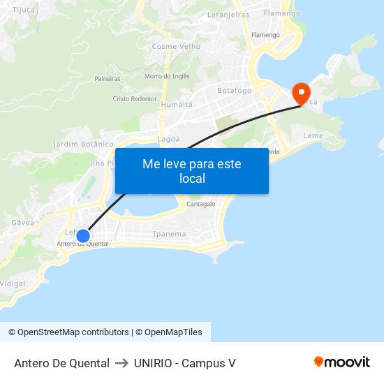 Antero De Quental to UNIRIO - Campus V map