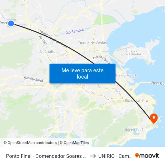 Ponto Final - Comendador Soares (Linha 541l) to UNIRIO - Campus V map