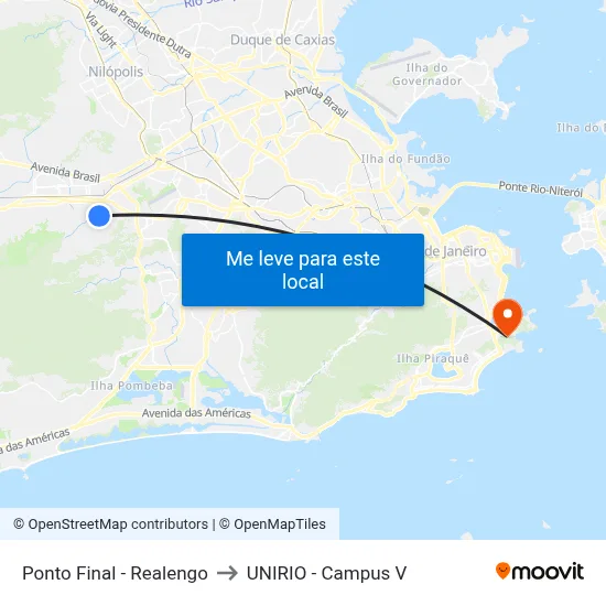 Ponto Final - Realengo to UNIRIO - Campus V map