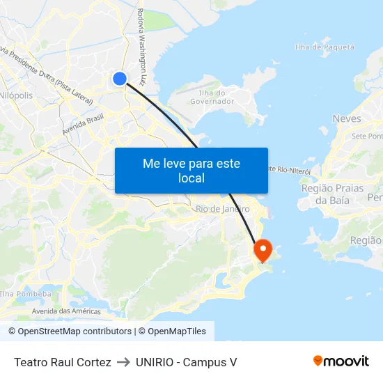 Teatro Raul Cortez to UNIRIO - Campus V map