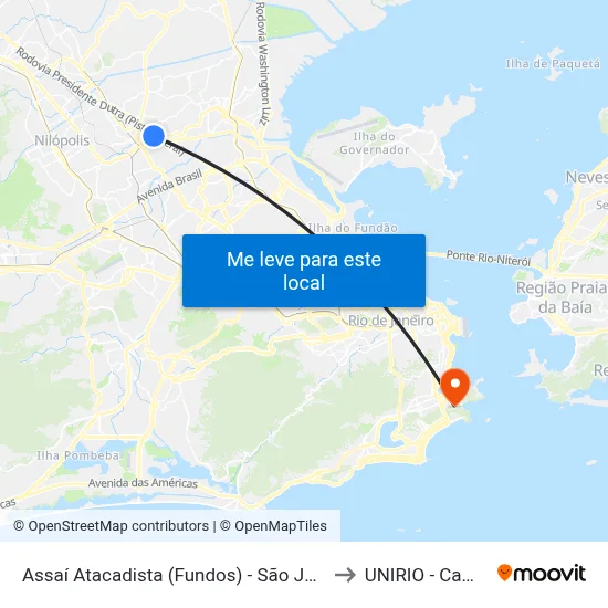 Assaí Atacadista (Fundos) - São João De Meriti to UNIRIO - Campus V map