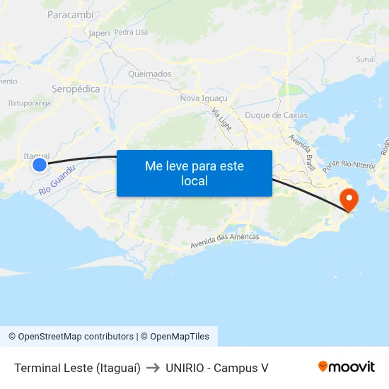 Terminal Leste (Itaguaí) to UNIRIO - Campus V map