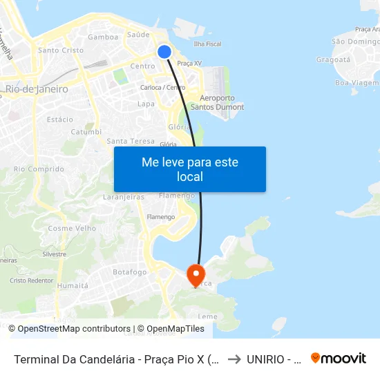 Terminal Da Candelária - Praça Pio X (Linhas 348, 352, 368, 380, 390) to UNIRIO - Campus V map