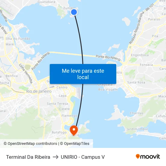 Terminal Da Ribeira to UNIRIO - Campus V map