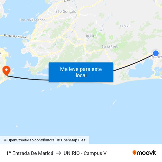 1ª Entrada De Maricá to UNIRIO - Campus V map