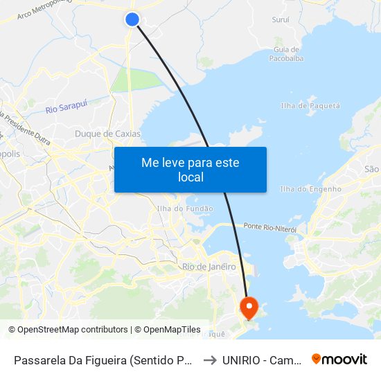Passarela Da Figueira (Sentido Petrópolis) to UNIRIO - Campus V map
