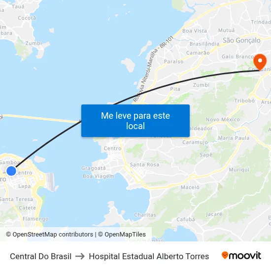 Central Do Brasil to Hospital Estadual Alberto Torres map