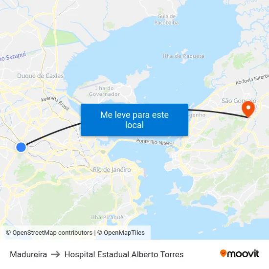 Madureira to Hospital Estadual Alberto Torres map