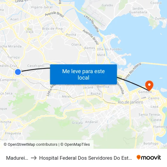 Madureira to Hospital Federal Dos Servidores Do Estado map