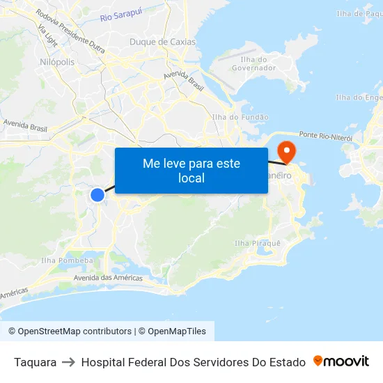 Taquara to Hospital Federal Dos Servidores Do Estado map