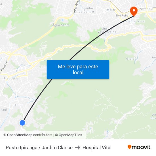 Posto Ipiranga / Jardim Clarice to Hospital Vital map
