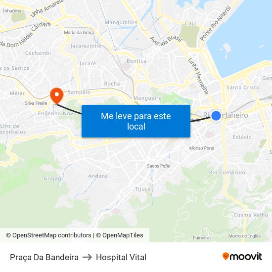 Praça Da Bandeira to Hospital Vital map