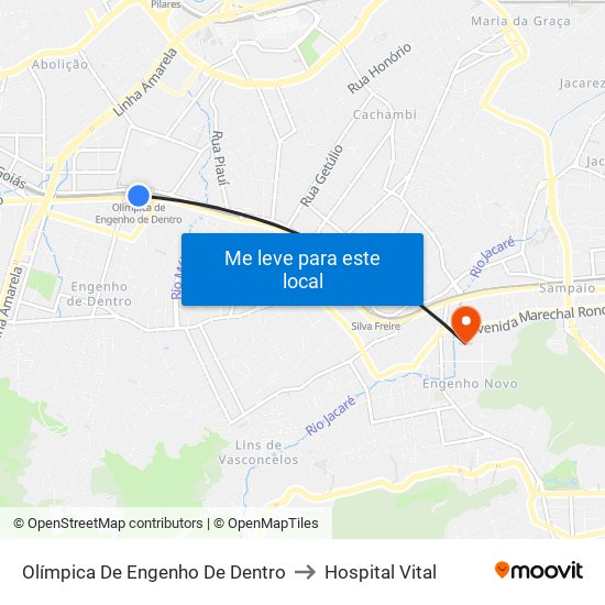 Olímpica De Engenho De Dentro to Hospital Vital map