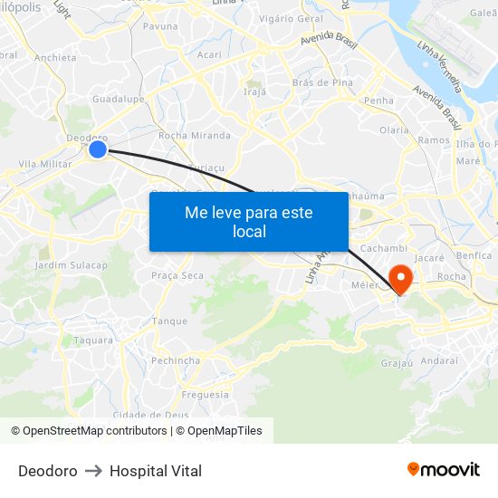 Deodoro to Hospital Vital map