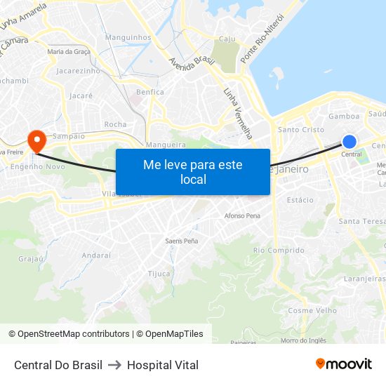 Central Do Brasil to Hospital Vital map