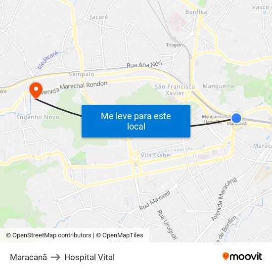 Maracanã to Hospital Vital map