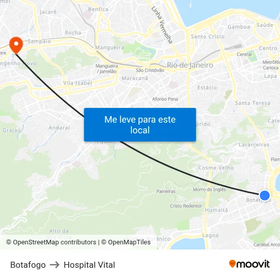 Botafogo to Hospital Vital map