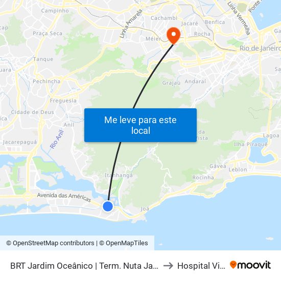 BRT Jardim Oceânico | Term. Nuta James to Hospital Vital map