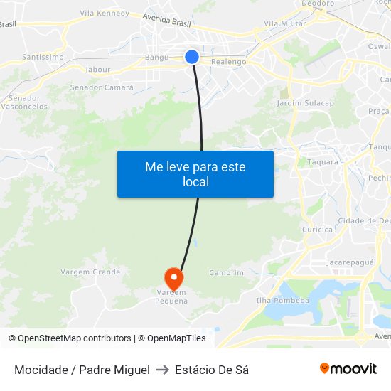 Mocidade / Padre Miguel to Estácio De Sá map