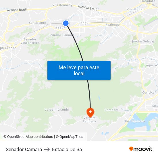 Senador Camará to Estácio De Sá map