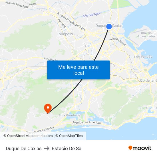 Duque De Caxias to Estácio De Sá map